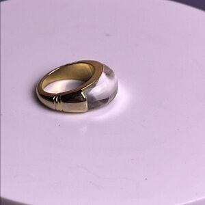 Elegant Gold and Clear Lucite Dome Ring